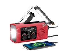 CRGANGZY Radio Solar de Emergencia, Radio Portátil de Cuerda, Linterna LED, Manivela Solar, Batería Recargable, Radios Meteorológica de Emergencia, Alarma SOS para Suministros de Emergencia
