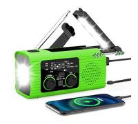 CRGANGZY Radio Solar de Emergencia, Radio Portátil de Cuerda, Linterna LED, Manivela Solar, Batería Recargable, Radios Meteorológica de Emergencia, Alarma SOS para Suministros de Emergencia
