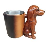 CRGANGZY Taza de perros de dachshund 3D hecha a mano, taza de café de cerámica con linda manija de la cabeza de perro, novedoso regalo en forma de animal para amantes de los perros dueños de mascotas