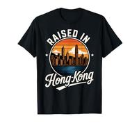 Criado en Hong Kong Retro Skyline Harbor City Gráfico Camiseta
