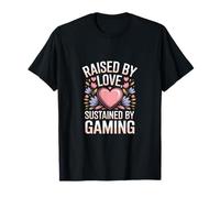 Criado por Amor sostenido por Gaming Heart Camiseta
