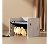 Criadora de Pollitos, 25W Calentador de Pollos con Paneles Anti-Viento, 10-65°C Termostática Calentador para Gallineros con Pantalla LED Digital, Ángulos de Inclinación y Altura Ajustable (Negro)
