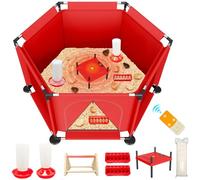 Criadora de pollitos desplegable con placa calefactora, kit de criador de pollos plegable grande con comedero, bebedero, perca, caja portátil para pollitos, patitos, codornices, uso en interiores