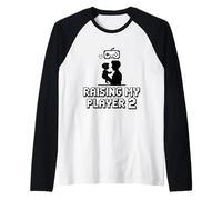 Criando A Mi Jugador 2 Divertido Papá Gamer Padre Camiseta Manga Raglan