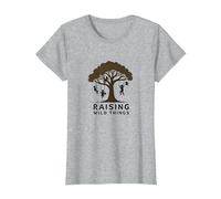 Criando Cosas Salvajes: Silueta de árbol de niños juguetones Camiseta, Mujer, Gris Jaspeado, XXL