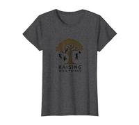 Criando Cosas Salvajes: Silueta de árbol de niños juguetones Camiseta, Mujer, Jaspeado Oscuro, L