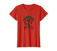Criando Cosas Salvajes: Silueta de árbol de niños juguetones Camiseta, Mujer, Rojo, XL