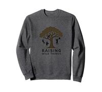 Criando Cosas Salvajes: Silueta de árbol de niños juguetones Sudadera, Unisex para Adultos, Jaspeado Oscuro, XL