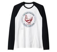 Crianza de pollos y Jesús alabando a las mujeres cristianas católicas Camiseta Manga Raglan