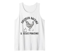 crianza de pollos y jesús alabando Chicken Christian Camiseta sin Mangas
