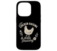 Crianza de pollos y Jesús alabando la fe Vida del agricultor Carcasa para iPhone 14 Pro