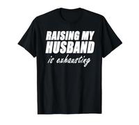 Criar a mi Marido es agotador Divertido Esposa Vida Camiseta gráfica económica, Hombre, Negro, S