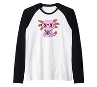 Criatura acuática Leyendo un Libro Kawaii Lindo Divertido Camiseta Manga Raglan