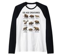 Criaturas de la Edad de Hielo Paleontología Mamíferos prehistóricos Camiseta Manga Raglan