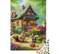 Criaturas del Bosque Inspiran Rompecabezas de Papel 1000 Piezas para Adultos Educativo Puzzle Casa de Ardillas Decoración Regalo 70x50cm/1000pcs