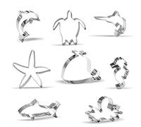 Criaturas Del Mar Juego De Cortador De Galletas - 8 Piezas - TiburóN, Pulpo, Ballena, Pez Espada, Caballito De Mar, Estrella De Mar, DelfíN, Tortuga - Acero Inoxidable