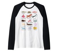 Criaturas del Mar Profundo Abisal Océano Animales Marinos Bi Camiseta Manga Raglan