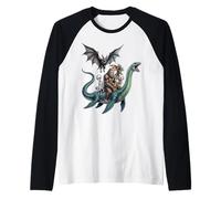 Criaturas legendarias Montando Juntos el Monstruo del Lago Ness Camiseta Manga Raglan