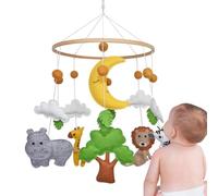 Crib Babys Mobile - Jungle Animal Nursery Decor, Crib Moeliles Suspendido | Juguete De Campana De Madera De Madera Suave Portátil, Hora De Buenas Noches Calmante Multiusos Para La Escuela Infantil