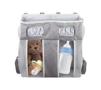 Crib Diaper Organizer, Baby Bedside Storage Bag for Cribs, Oxford Nursery Pockets Stacker, Large Capacity Diapers Bag for Milk Bottles, Wipes, Bibs, Baby Essentials Storage Solution, 50 x 44 x 16 cm