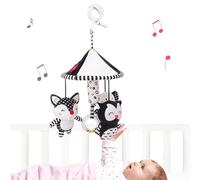 Crib Mobile - Crib de peluche para animales blancos y negros solo | Decoración móvil en cuna portátil selva peluche juguetes cómodos búho elefante muñeca cabina dormitorio