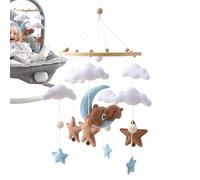 Crib Mobile - Felt Cloud Bassinet Hanging Crib Mobile | Soothing Nursery Decor Cradle Spinner Çrib Ḿobile, Wood Felt Unisex Girls Boys Bedroom Ornament For Gentle Visual Stimulation Ćrib