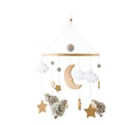 Crib Mobile for Babies, Bohemian Music Bassinet Pendant, Calming Interactive Toy for Bedtime Play, Wooden Nursery Accessory Stroller Crib Bed Decor, Soft Visual Stimulation Mobile