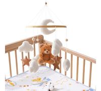CRIB Mobile: juguete de estrella de nube de oso bebé giratorio, hermoso móvil estético para bebés proporciona un movimiento suave y una presencia relajante, diseñada para un uso colgado seguro y durad