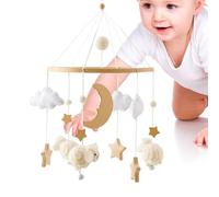 Crib Mobile, Nursery Pendant, Boho Decor, Musical Hanging Toy, Portable Stroller Charm, Neutral Color for Baby Crib and Bassinet Accessory, 16.93x8.86 Inches