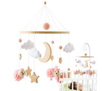 Crib Mobile, Nursery Pendant, Boho Decor, Musical Hanging Toy, Portable Stroller Charm, Neutral Color for Baby Crib and Bassinet Accessory, 16.93x8.86 Inches