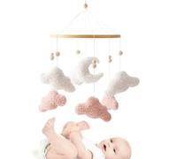 Crib Mobile - Velvet Cloud Hanging Ornament, Plush Nursery Decor Toy | Soft Soothing Bassinet Stroller Accessory Gift Bedroom Playroom Daycare Comfort Travel Sleep Aid For Girls Boys 42x2