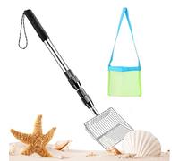 Criba de para la Playa | Acero Inoxidable con de Malla - Rastreadores playeros y recogedor de Conchas - para Vacaciones, días Festivos, al Aire Libre, recolección, búsqueda en la Playa y tamizado