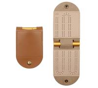Cribbage Board - PU Leather Cribbage Travel Set with 4 Metal Pegs | Foldable, Portable Game for Picnics, Family Gatherings, Parties