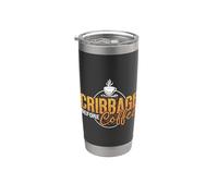 Cribbage Player Antes de jugar a las cartas Café Cribbage Player Vaso térmico de acero inoxidable de doble pared