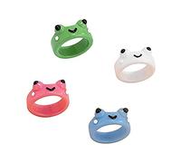 Cricia Lindos Anillos de Arcilla de Rana, joyería estética de Resina de Animal Lindo 3D, Anillo de Dibujos Animados Personalizado Hecho a Mano apilable, Juego de Anillos Divertidos de Moda