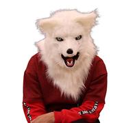 Cricia Máscara de de Halloween, máscara de Cabeza de máscara Realista, máscara de Lobo con Boca móvil, máscara de de Boca móvil de Piel sintética Peluda para Disfraz de Carnaval