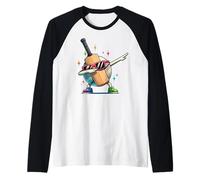 Cricket Ball Dabbing Graphic Cricket Player Kids Boys Men Camiseta Manga Raglan