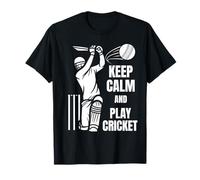 Cricket Team Batsman Silhouette Cricket Test Match Camiseta