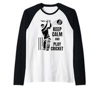 Cricket Team Batsman Silhouette Cricket Test Match Camiseta Manga Raglan