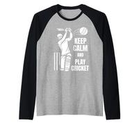Cricket Team Batsman Silhouette Cricket Test Match Camiseta Manga Raglan