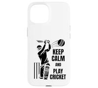 Cricket Team Batsman Silhouette Cricket Test Match Carcasa para iPhone 15