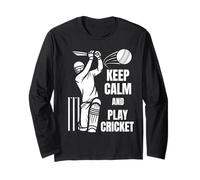 Cricket Team Batsman Silhouette Cricket Test Match Manga Larga