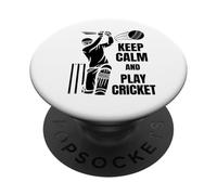 Cricket Team Batsman Silhouette Cricket Test Match PopSockets PopGrip Adhesivo