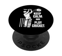 Cricket Team Batsman Silhouette Cricket Test Match PopSockets PopGrip Adhesivo