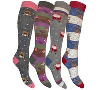 CriCri Socks Juego de 4 pares de calcetines largos para mujer de algodón cálido Made en Italia, talla única