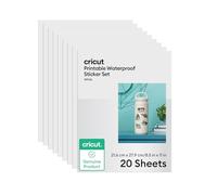 Cricut 20 Hojas de Papel Pegatina Blanco Mate A4, Vinilo Imprimible Impermeable de Secado Rápido, para Impresoras de Inyección de Tinta y Láser, 21.6 x 27.9 cm