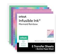 Cricut Infusible Ink - Hojas de transferencia de tinta + papel Butcher Mermaid para transferencia de calor suave, 30,5 cm x 30,5 cm, compatible con Cricut Heat Press, paquete de 5 hojas de