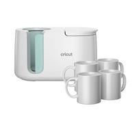 Cricut Kit de iniciación de prensa de tazas, incluye prensa de calor para tazas y 4 tazas de cerámica en blanco (blanco, 12 onzas)