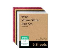 Cricut Lámina HTV Brillante - Pack de Muestras para Manualidades - 25.4 cm x 30.5 cm (6 Piezas) - Vinilo Textil Termoadhesivo
