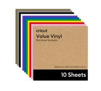 Cricut muestrario de vinilo adhesivo permanente, 30.5 cm × 30.5 cm, arcoíris, para personalizar tazas, cuadernos, decoración hogar y proyectos DIY, para todas las máquinas Cricut - pack de 10 hojas